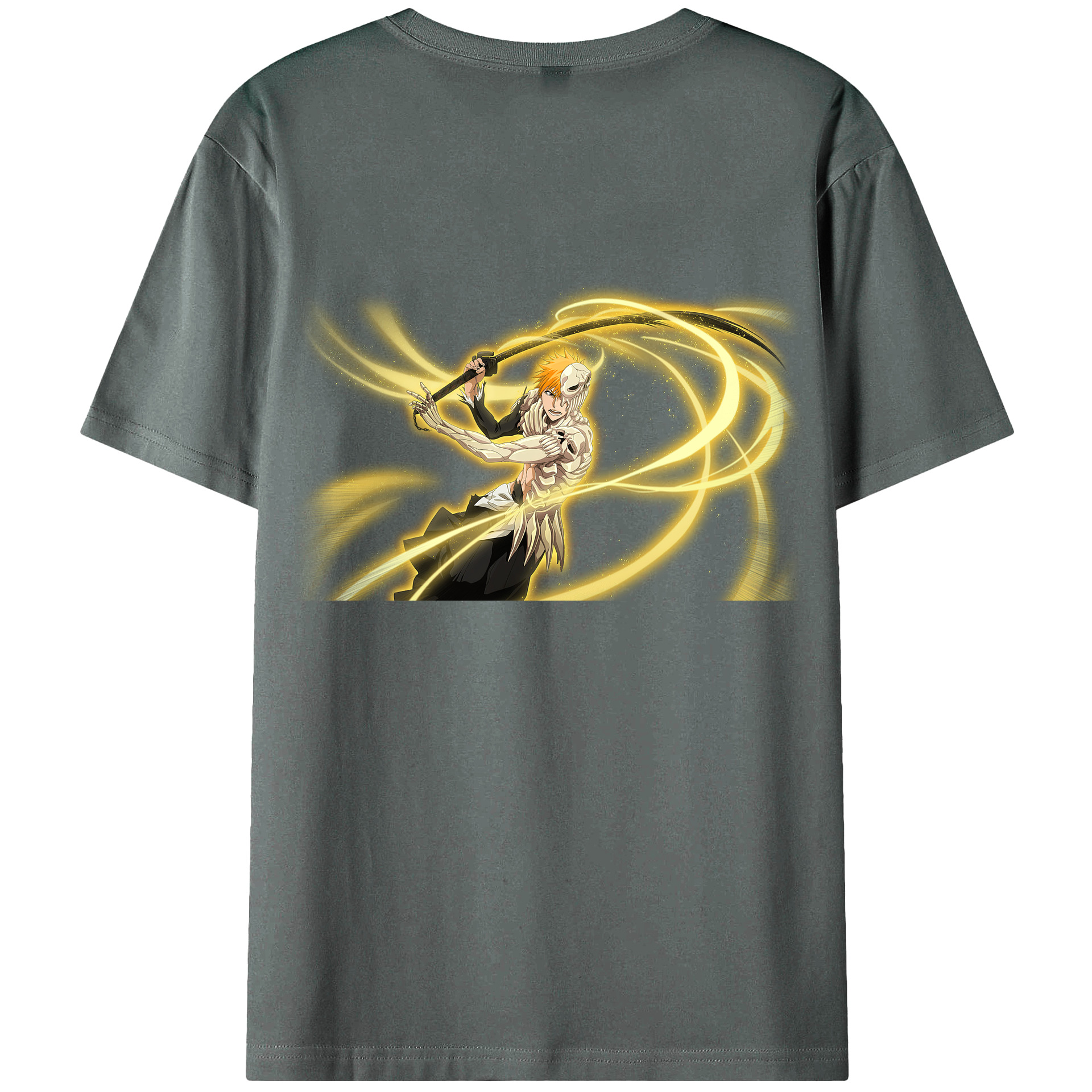 （画像用） ブリーチ 黒崎一護（くろさき いちご）BLEACH Kurosaki Ichigo 綿100％ メンズ半袖Tシャツ（バックプリント） 通気性